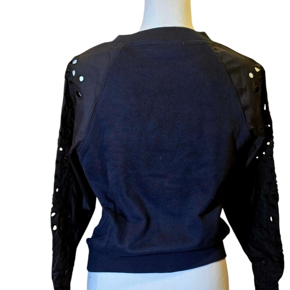 Thakoon Black Ballon Eyelet Sleeve Sweatshirt Size XS - Picture 5 of 9